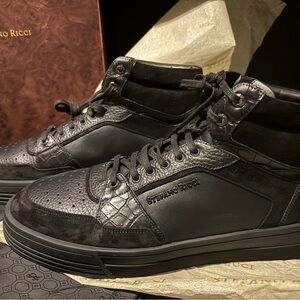 Stefano Ricci Men's Black Textured Sneakers